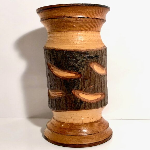 Rustic Vintage Wooden Candlestick Holder. Tiki Bar Candle. - Picture 1 of 5